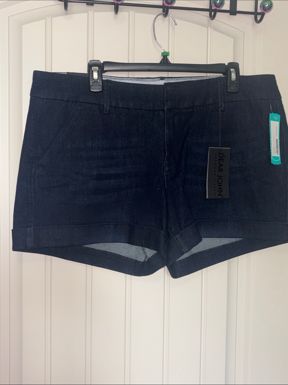 Dear John Navy Cuffed Denim Shorts